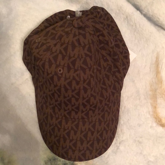 Michael Kors Brown 100% Cotton MK Monogram Adjustable Baseball Cap OS NWT - Picture 2 of 15